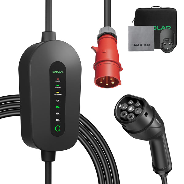 Daolar Mobile Wallbox 11kw [3-Phase 6-16A] Tyypin 2 latauskaapeli CEE 16A tyyppiin 2 säädettävällä latausteholla sähköautoon