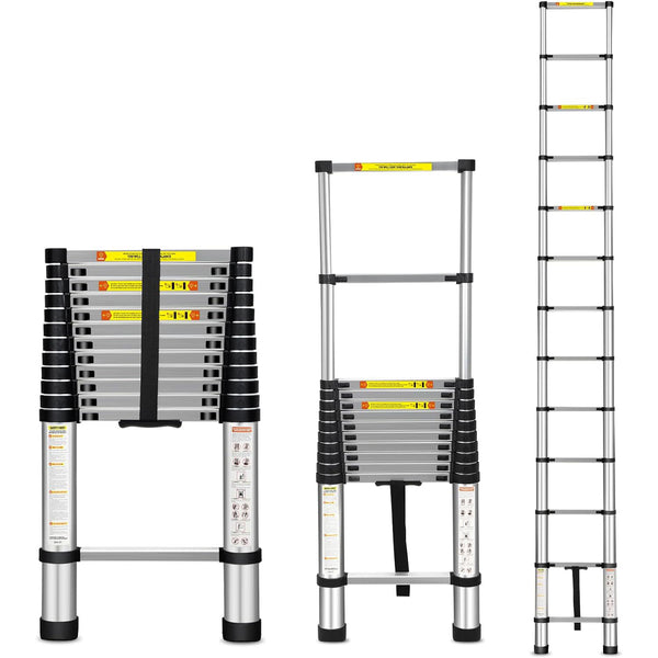 Scala telescopica estensibile Daolar 2,6 m / 2,9 m / 3,2 m / 3,8 m, scale telescopiche in alluminio con borsa per il trasporto per uso interno ed esterno