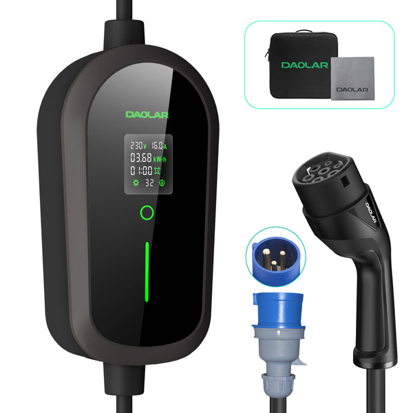 Daolar 7KW mobiili latauskaapeli Mallboxille, 3-nastainen CEE 32 A - tyyppi 2 auton latauskaapeli, 1-vaiheinen 32 A sähköauton laturi aikataulutetulla latauksella malleille Y/3, ID.3/4/5, MG4, EX30, e-up, e-tron, Zoe, Q4, Gla jne.