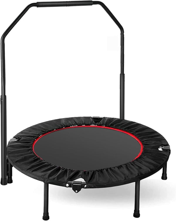 Trampolino da interno Daolar, diametro 101 cm, trampolino fitness pieghevole, trampolino per salto fitness, capacità di carico 150 kg, altezza corrimano regolabile, allenamento di resistenza