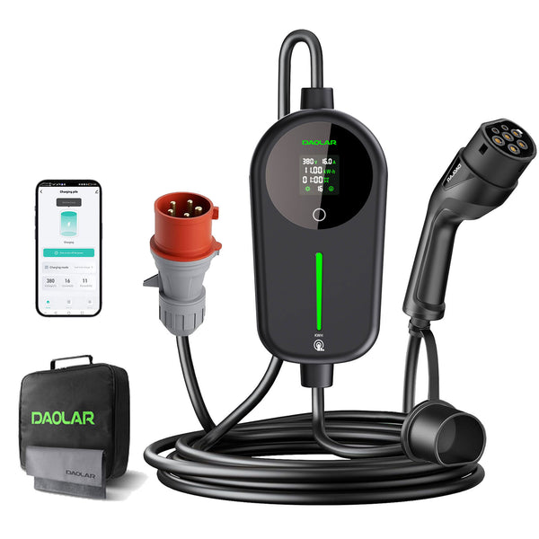 [Huippumalli] Daolar 11kw Sähköauton laturi 3-vaihe 16A Type2 | Sovellusohjaus (WiFi) | B-tyypin vikavirtasuoja | Ajastin
