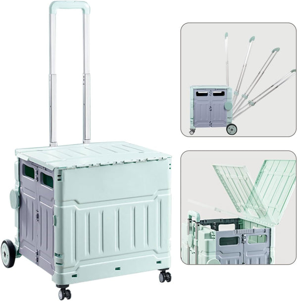 Carrello Pieghevole Daolar con Scale per Arrampicati, Gabbia Pieghevole con Manico Telescopante per Viaggi Shopping Ufficio Spostamento Spostante