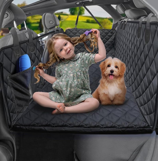 Coperta per cani per sedile posteriore dell'auto con finestra a rete, panca, con fondo duro, copertura per seggiolino auto per cani, materasso per auto non gonfiabile per la maggior parte delle auto, SUV, camion